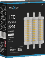 Mexen Vega 3x żarówka LED ściemnialna R7S, 18W, Neutralna - 4000K, 2200 lm - L125-R7S-1840-02x03