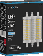 Mexen Vega 3x żarówka LED ściemnialna R7S, 18W, Zimna - 6500K, 2200 lm - L125-R7S-1865-02x03