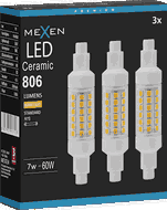 Mexen Vega 3x żarówka LED R7S, 7W, Ciepła - 3000K, 806 lm - L126-R7S-0730-01x03