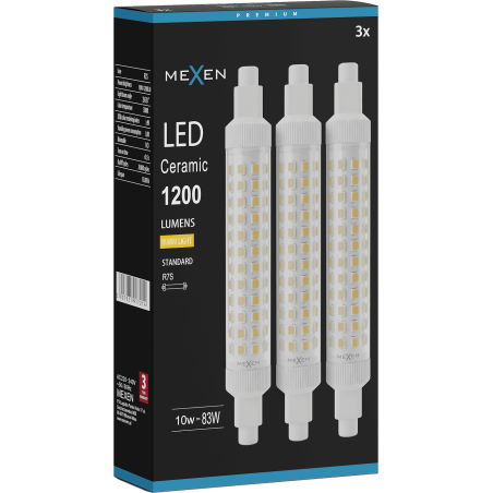 Mexen Vega 3x żarówka LED R7S, 10W, Ciepła - 3000K, 1200 lm - L126-R7S-1030-02x03