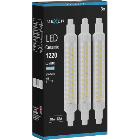 Mexen Vega 3x żarówka LED R7S, 10W, Zimna - 6500K, 1220 lm - L126-R7S-1065-02x03