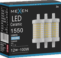 Mexen Vega 3x żarówka LED R7S, 12W, Zimna - 6500K, 1550 lm - L126-R7S-1265-01x03