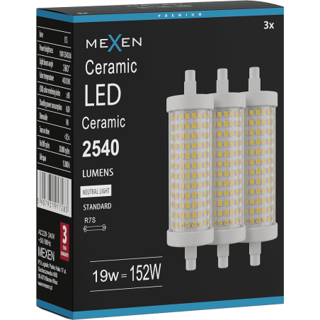 Mexen Vega 3x żarówka LED R7S, 19W, Neutralna - 4000K, 2540 lm - L126-R7S-1940-02x03