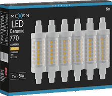 Mexen Vega 6x żarówka LED ściemnialna R7S, 7W, Ciepła - 3000K, 770 lm - L125-R7S-0730-01x06