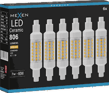 Mexen Vega 6x żarówka LED R7S, 7W, Ciepła - 3000K, 806 lm - L126-R7S-0730-01x06