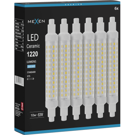 Mexen Vega 6x żarówka LED R7S, 10W, Zimna - 6500K, 1220 lm - L126-R7S-1065-02x06