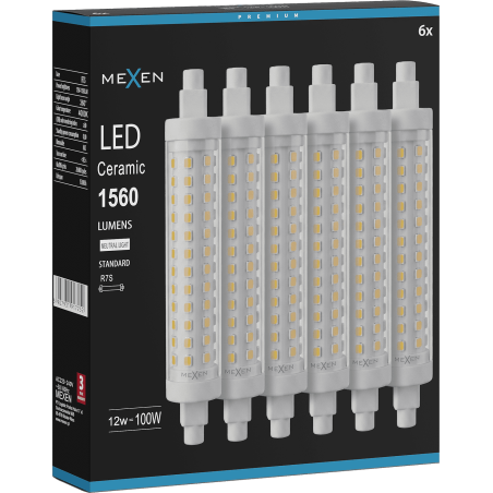 Mexen Vega 6x żarówka LED R7S, 12W, Neutralna - 4000K, 1560 lm - L126-R7S-1240-02x06