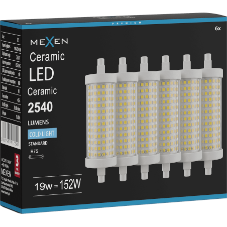 Mexen Vega 6x żarówka LED R7S, 19W, Zimna - 6500K, 2540 lm - L126-R7S-1965-02x06
