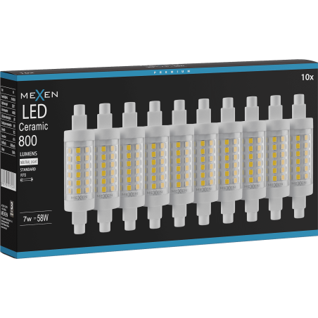 Mexen Vega 10x żarówka LED ściemnialna R7S, 7W, Neutralna - 4000K, 800 lm - L125-R7S-0740-01x10