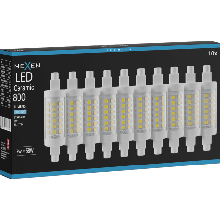 Mexen Vega 10x żarówka LED ściemnialna R7S, 7W, Zimna - 6500K, 800 lm - L125-R7S-0765-01x10