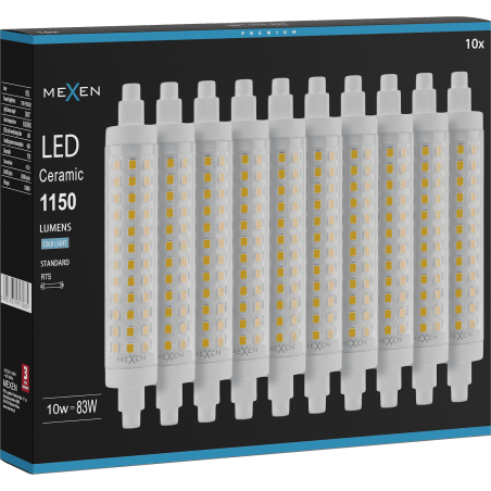 Mexen Vega 10x żarówka LED ściemnialna R7S, 10W, Zimna - 6500K, 1150 lm - L125-R7S-1065-02x10