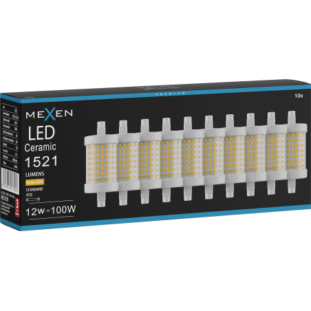 Mexen Vega 10x żarówka LED ściemnialna R7S, 12W, Ciepła - 3000K, 1521 lm - L125-R7S-1230-01x10