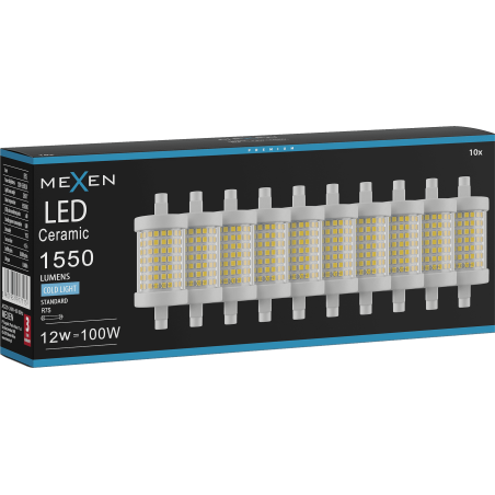 Mexen Vega 10x żarówka LED ściemnialna R7S, 12W, Zimna - 6500K, 1550 lm - L125-R7S-1265-01x10
