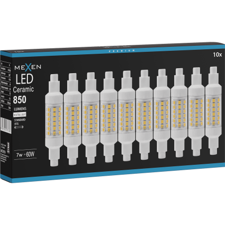 Mexen Vega 10x żarówka LED R7S, 7W, Neutralna - 4000K, 850 lm - L126-R7S-0740-01x10