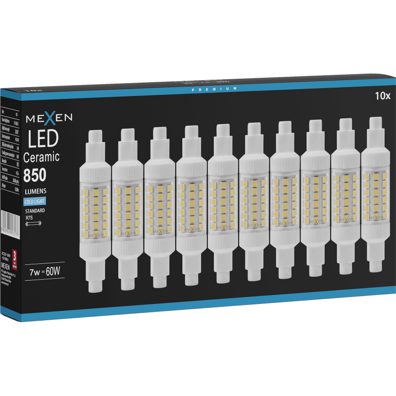 Mexen Vega 10x żarówka LED R7S, 7W, Zimna - 6500K, 850 lm - L126-R7S-0765-01x10