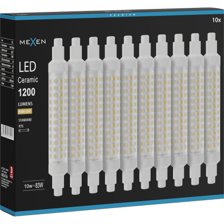 Mexen Vega 10x żarówka LED R7S, 10W, Ciepła - 3000K, 1200 lm - L126-R7S-1030-02x10