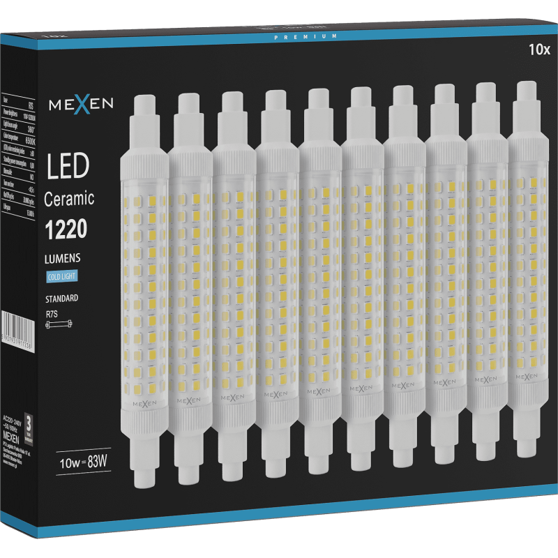 Mexen Vega 10x żarówka LED R7S, 10W, Zimna - 6500K, 1220 lm - L126-R7S-1065-02x10