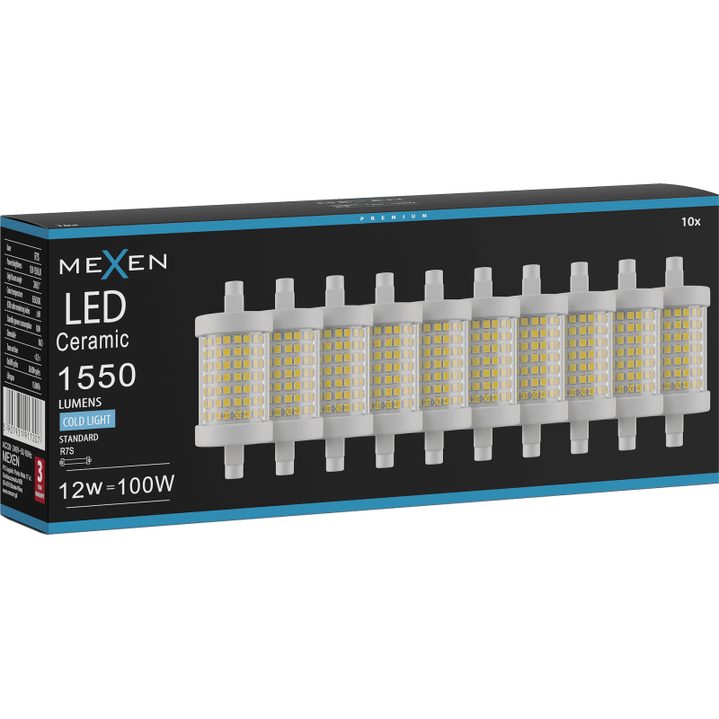 Mexen Vega 10x żarówka LED R7S, 12W, Zimna - 6500K, 1550 lm - L126-R7S-1265-01x10