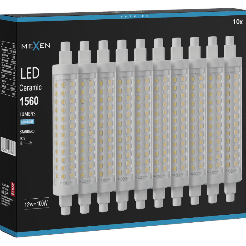 Mexen Vega 10x żarówka LED R7S, 12W, Zimna - 6500K, 1560 lm - L126-R7S-1265-02x10