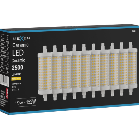 Mexen Vega 10x żarówka LED R7S, 19W, Ciepła - 3000K, 2500 lm - L126-R7S-1930-02x10