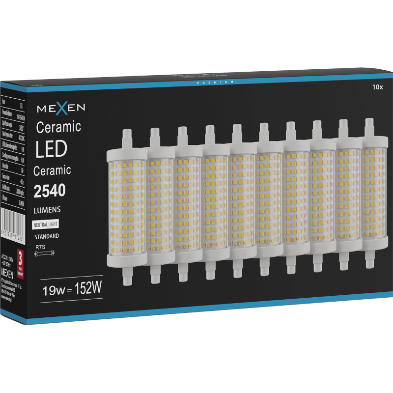 Mexen Vega 10x żarówka LED R7S, 19W, Neutralna - 4000K, 2540 lm - L126-R7S-1940-02x10