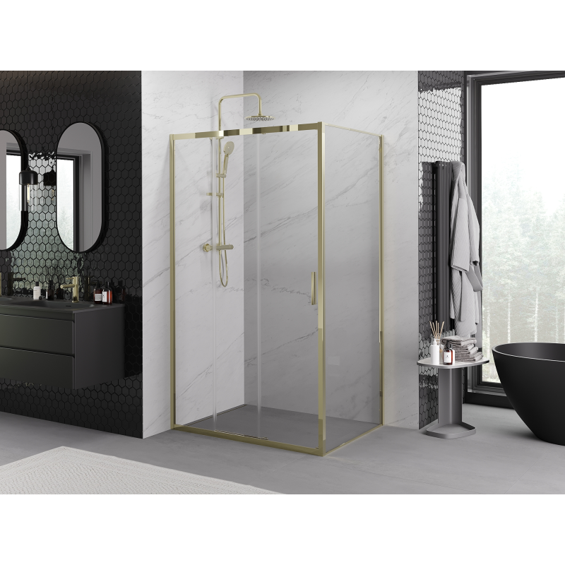 Mexen Exo-3S kabina prysznicowa rozsuwana 80 x 70 cm, transparent, złota - 8153-080-070-50-00