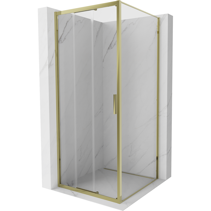 Mexen Exo-3S kabina prysznicowa rozsuwana 95 x 95 cm, transparent, złota - 8153-095-095-50-00