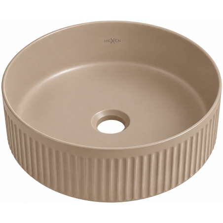 Mexen Grovo umywalka nablatowa ryflowana 39 x 39 cm, cappuccino mat - 22303964