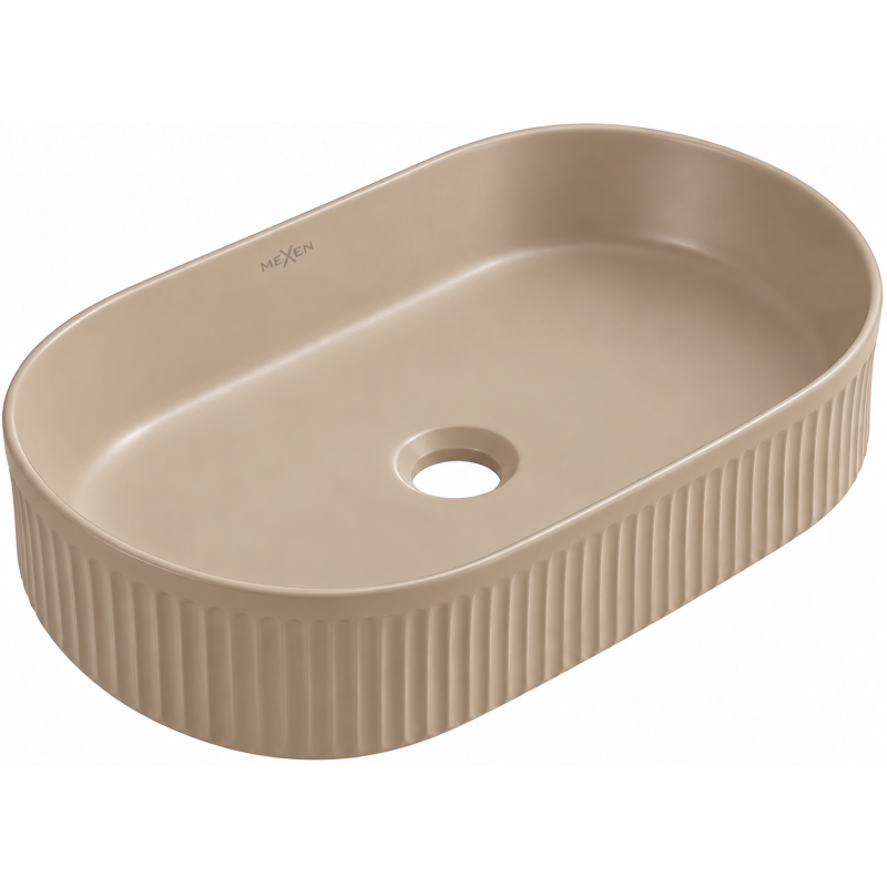 Mexen Grovo umywalka nablatowa ryflowana 49 x 31 cm, cappuccino mat - 22304964