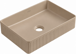 Mexen Grovo umywalka nablatowa ryflowana 50 x 34 cm, cappuccino mat - 22305064
