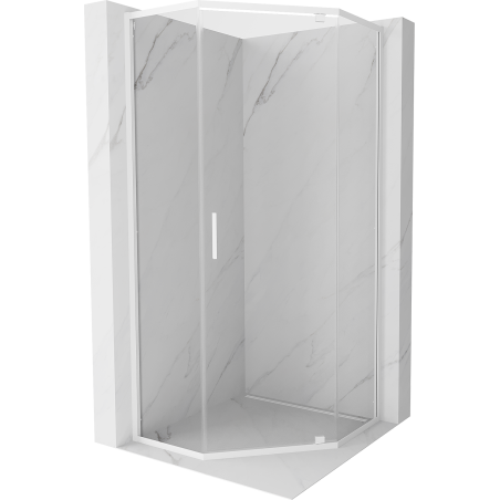 Mexen Exo-R kabina prysznicowa pięciokątna uchylna 90 x 90 cm, transparent, biała - 812-090-090-20-00