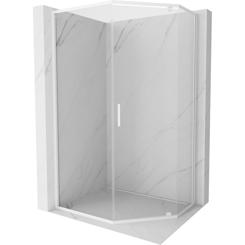 Mexen Exo-R kabina prysznicowa pięciokątna uchylna 100 x 80 cm, transparent, biała - 812-100-080-20-00