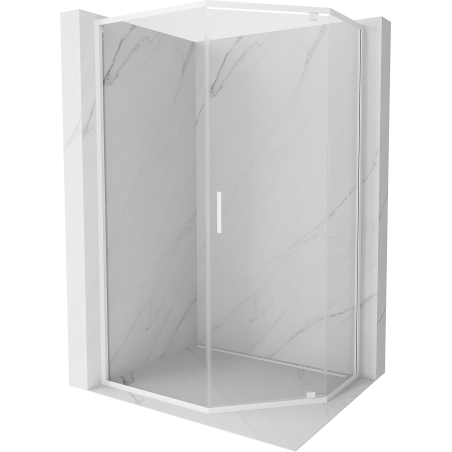 Mexen Exo-R kabina prysznicowa pięciokątna uchylna 100 x 80 cm, transparent, biała - 812-100-080-20-00