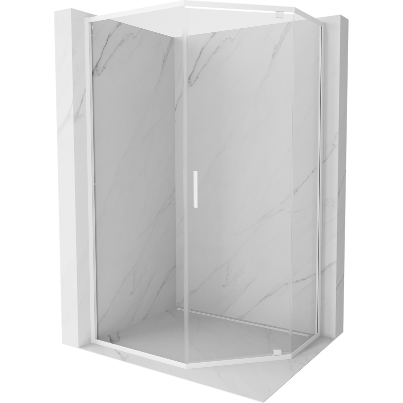 Mexen Exo-R kabina prysznicowa pięciokątna uchylna 100 x 90 cm, transparent, biała - 812-100-090-20-00