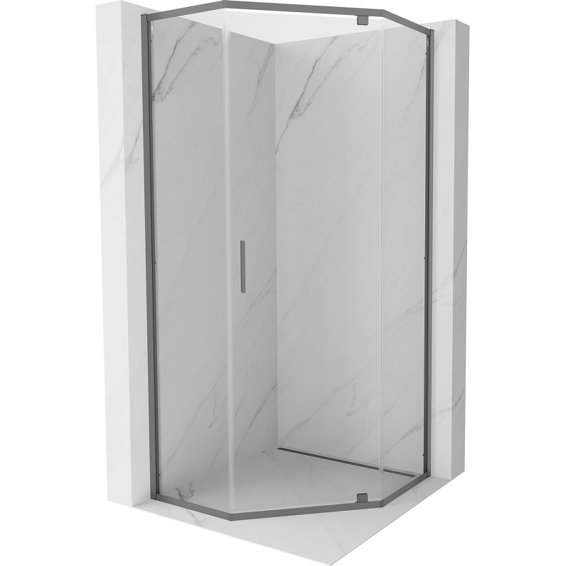 Mexen Exo-R kabina prysznicowa pięciokątna uchylna 90 x 90 cm, transparent, gun metal - 812-090-090-95-00