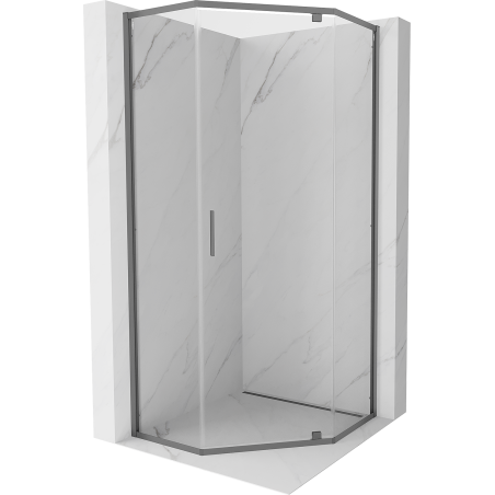 Mexen Exo-R kabina prysznicowa pięciokątna uchylna 90 x 90 cm, transparent, gun metal - 812-090-090-95-00