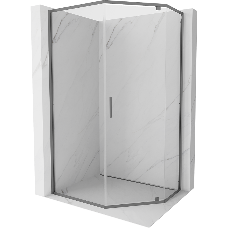 Mexen Exo-R kabina prysznicowa pięciokątna uchylna 100 x 80 cm, transparent, gun metal - 812-100-080-95-00
