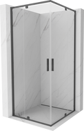 Mexen Exo-R Duo kabina prysznicowa kwadratowa uchylna 80 x 80 cm, transparent, gun gray szczotkowany - 8110-080-080-66-00