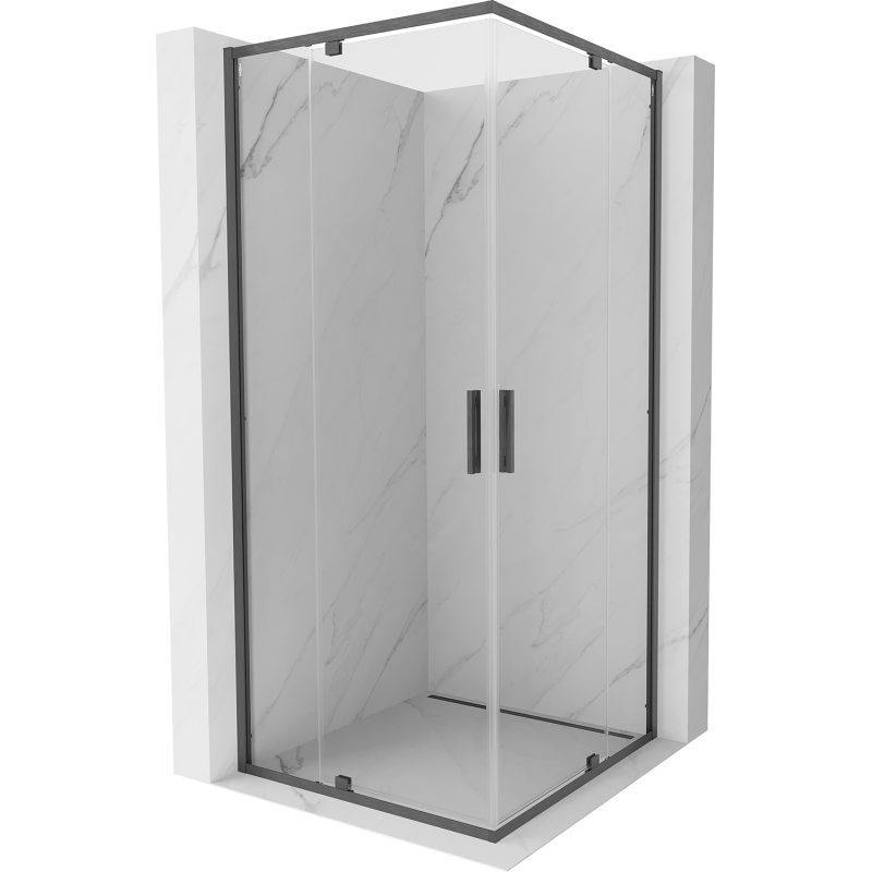 Mexen Exo-R Duo kabina prysznicowa kwadratowa uchylna 90 x 90 cm, transparent, gun gray szczotkowany - 8110-090-090-66-00