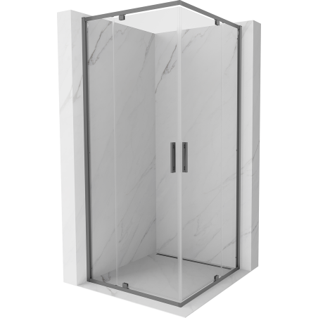 Mexen Exo-R Duo kabina prysznicowa kwadratowa uchylna 80 x 80 cm, transparent, gun metal - 8110-080-080-95-00