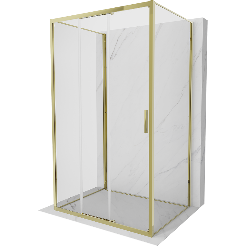 Mexen Exo-3S 3S kabina prysznicowa 3-ścienna rozsuwana 100 x 85 cm, transparent, złota - 8153-100-085-50-00-3S