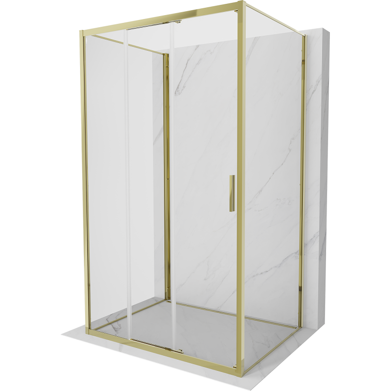 Mexen Exo-3S 3S kabina prysznicowa 3-ścienna rozsuwana 80 x 95 cm, transparent, złota - 8153-080-095-50-00-3S