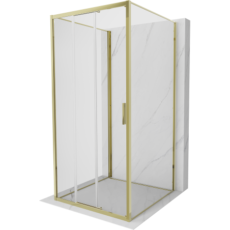 Mexen Exo-3S 3S kabina prysznicowa 3-ścienna rozsuwana 95 x 95 cm, transparent, złota - 8153-095-095-50-00-3S