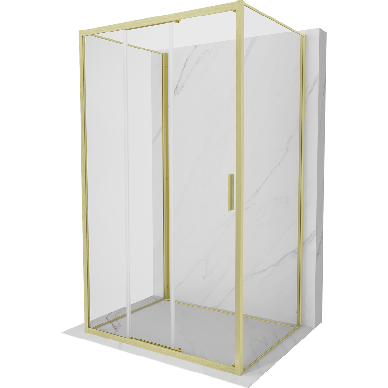 Mexen Exo-3S 3S kabina prysznicowa 3-ścienna rozsuwana 85 x 75 cm, transparent, złota szczotkowana - 8153-085-075-55-00-3S