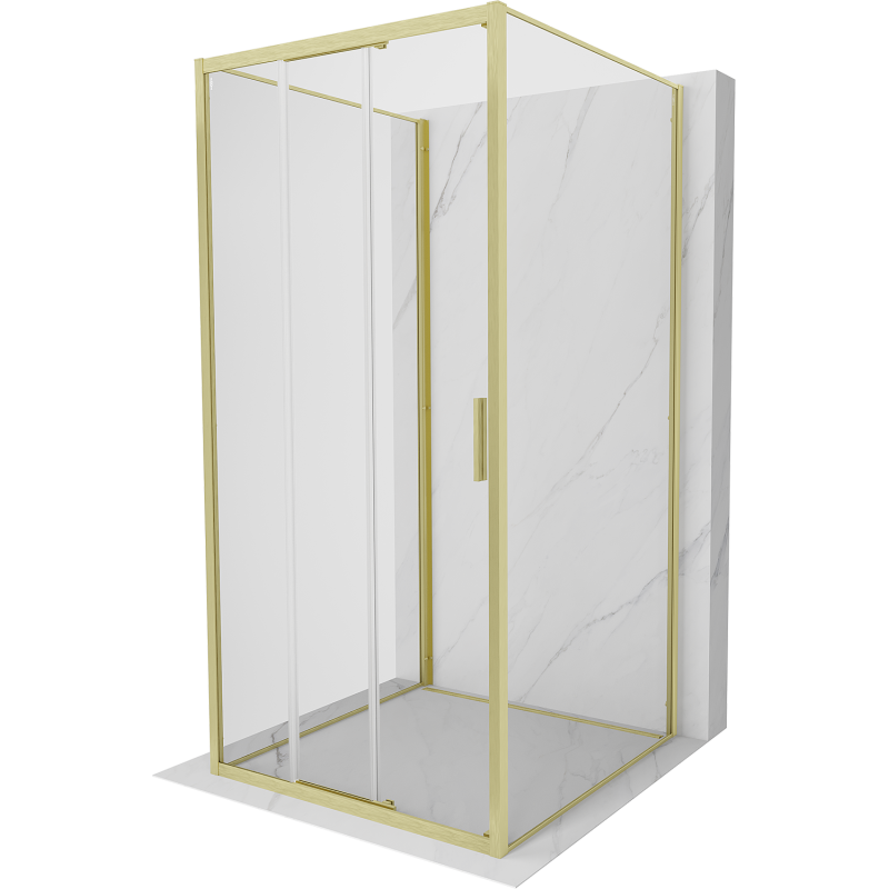 Mexen Exo-3S 3S kabina prysznicowa 3-ścienna rozsuwana 80 x 80 cm, transparent, złota szczotkowana - 8153-080-080-55-00-3S