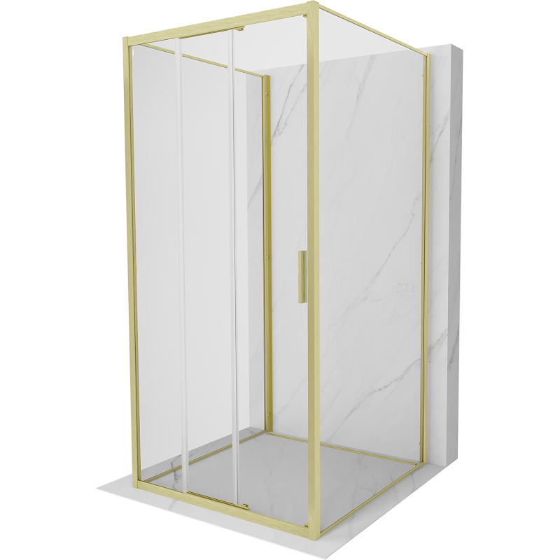 Mexen Exo-3S 3S kabina prysznicowa 3-ścienna rozsuwana 95 x 95 cm, transparent, złota szczotkowana - 8153-095-095-55-00-3S