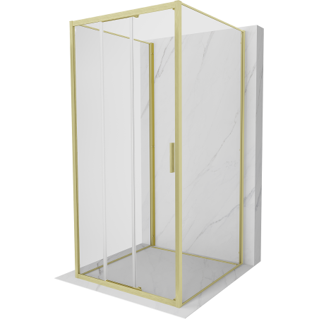 Mexen Exo-3S 3S kabina prysznicowa 3-ścienna rozsuwana 95 x 95 cm, transparent, złota szczotkowana - 8153-095-095-55-00-3S