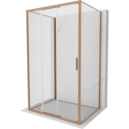 Mexen Exo-3S 3S kabina prysznicowa 3-ścienna rozsuwana 100 x 80 cm, transparent, miedź szczotkowana - 8153-100-080-65-00-3S