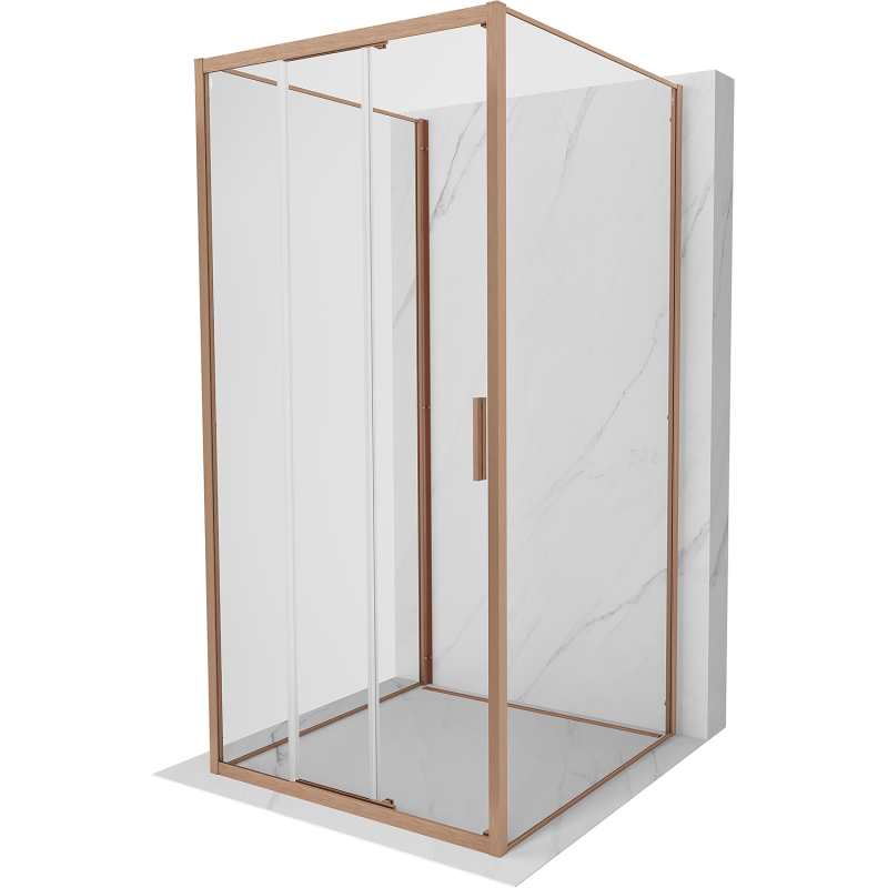 Mexen Exo-3S 3S kabina prysznicowa 3-ścienna rozsuwana 90 x 90 cm, transparent, miedź szczotkowana - 8153-090-090-65-00-3S