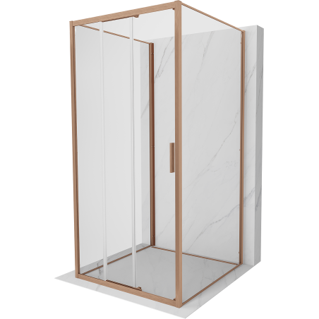 Mexen Exo-3S 3S kabina prysznicowa 3-ścienna rozsuwana 90 x 90 cm, transparent, miedź szczotkowana - 8153-090-090-65-00-3S